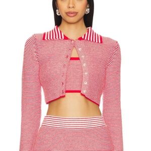 All The Ways brand Red/white Striped Crop Sweater Set Size L great condition